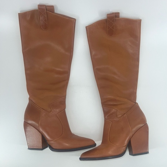 Revolve ALIAS MAE Stevie Boot in Tan Knee High Leather Western Size 37 Eu 6 US - Picture 4 of 11